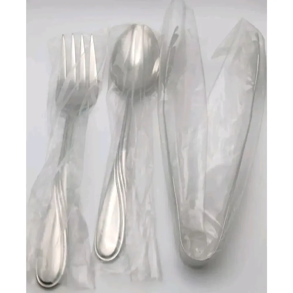 Lenox Summerville 3 Pc X Large Serving, Salad Tongs Set 18/10 Stainless Flatware
